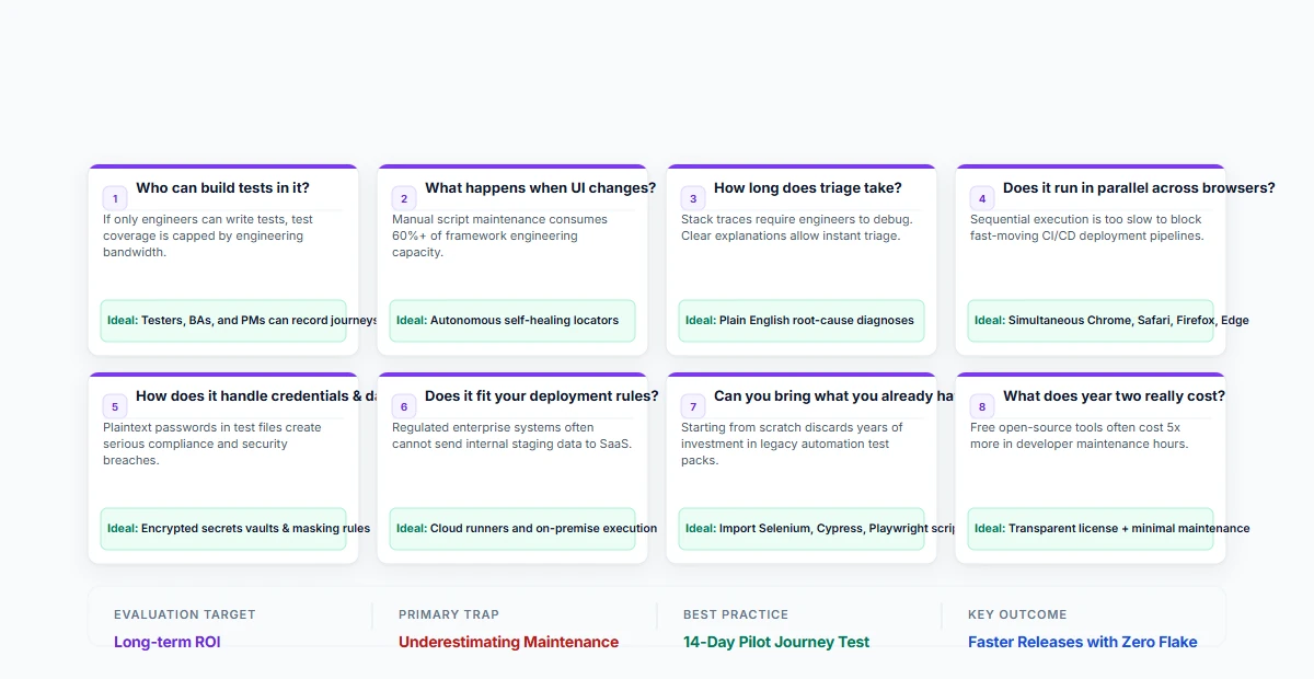 Eight-point checklist for evaluating a QA automation tool