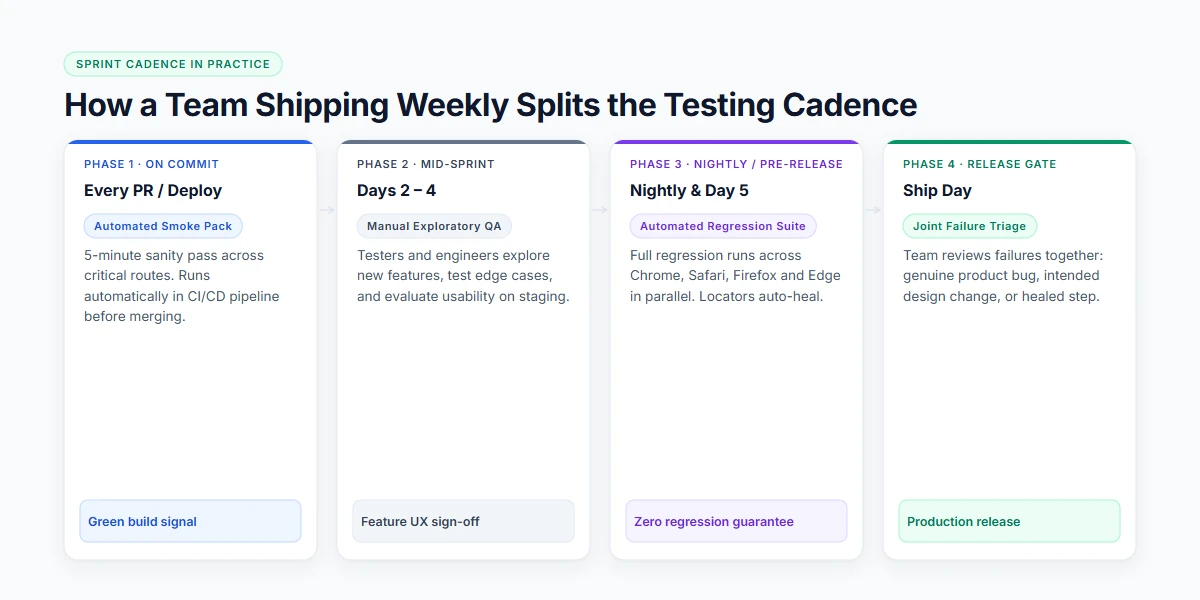 How a team shipping weekly splits automated and manual testing